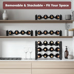 3 Tier Stackable Wine Rack Countertop, 12 Wine Bottle Holder for Cabinet | Small Tabletop Wine Holder Stand for Pantry Bar, Sturdy Wire Wine Bottle Rack Metal Wine Freestanding Storage Organizers