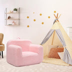 ALIMORDEN Kids Ultra-Soft Snuggle Foam Filled Chair, Toddler Cuddly Sherpa Reading Couch for Boys and Girls, Pink