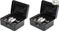 KYODOLED Metal Cash Box with Combination Lock & Money Tray - Secure Safe for Home, Office & Events, Ideal for Cash, Meds & Small Items, 7.87" x 6.30" x 3.35", Black, 2 Pack
