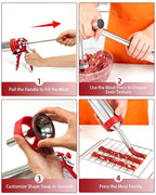 2LB Jerky Gun Kits, Sausage Stuffer, Stainless Steel Beef Meat Maker, Beef Stick Gun, Jerky Shooter Cannon with 5 Versatile Nozzles, 5 Cleaning Brushes and 1 Meat Pusher, Gifts for Women Men