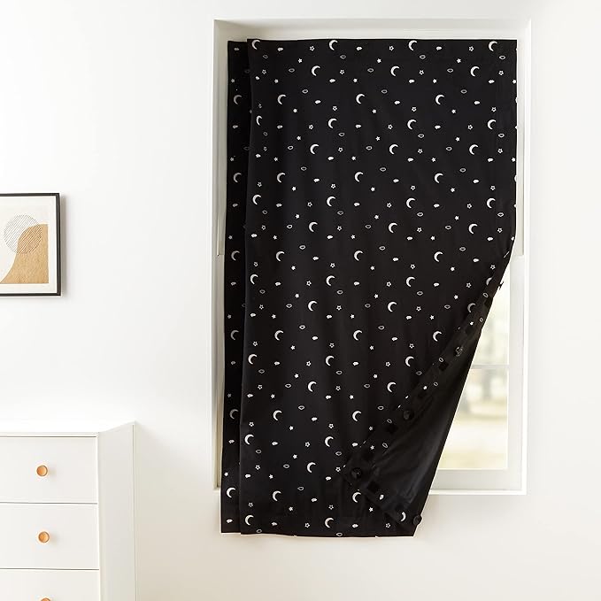 Amazon Basics Portable Blackout Curtain Shade with Suction Cups, 50" W x 78" L, 1-Pack, Moon and Stars