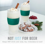 Host Freeze, Frozen Mugs, Freezable Pint Set, Beer Keep Your Drinks Cold, Double Walled Insulated Glasses, Tumbler for Iced Coffee, 16oz, Set of 2, Green