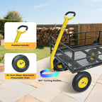 1200 lbs Steel Garden Cart, Heavy Duty Yard Utility Wagon with 10" Pneumatic Tires, Removable Mesh Sides and 180° Rotating Anti-Slip 2-in-1 Convertible Handle