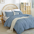 Dusty Blue Comforter Set Twin Boho Grayish Blue Twin Comforter with 1 Pillowcases - Soft Lightweight Cozy Bedding Set for All Season - Beige Comforter Twin Size for Women Teens Kids