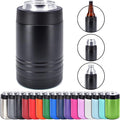 4-in-1 Stainless Steel 12 oz Double Wall Vacuum Insulated Can or Bottle Cooler Keeps Beverage Cold for Hours - Also Fits 16 oz Cans - Powder Coated Black - Clear Water Home Goods