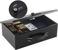KYODOLED Fireproof Lock Box for Documents, Dual Combination and Key Lock Security with Carrying Handle, Metal Strong Safe Box to Keep Personal Items,Documents, Exterior 12.6" x 8.3" x 3.58", Black