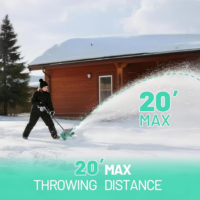 Litheli Cordless Snow Shovel, 20V 12'' Electric Snow Blower for Driveway, Battery Powered Snow Thrower, 4.0Ah Battery and Fast Charger Included