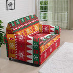 FKELYI Red Christmas Sofa Furniture Protector Easy Going Stretch Sofa Slipcover Comfortable Sofa Couch Cover with Elastic Bottom M