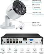 ZOSI 5MP 8CH PoE Security Camera System with Audio,H.265+ 5MP 8 Channel NVR with 2TB HDD,8pcs Weatherproof PoE IP Cameras Outdoor Indoor,Human Detection,100ft Night Vision,for Home 24-7 Recording