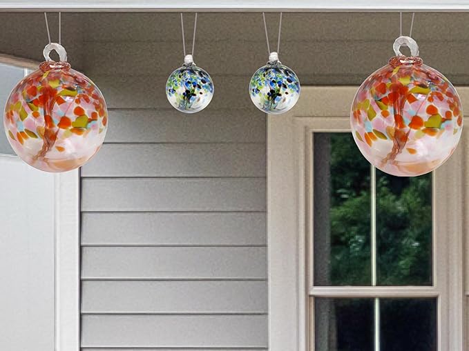 Dale Tiffany Hand Blown Glass, 6" Diameter Hope, Tree of Life Collection, Witch Globe Hanging Garden Indoor/Outdoor Decorative Ornament Gazing Ball