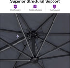 PURPLE LEAF 11 Feet Patio Umbrella Outdoor Cantilever Round Umbrella Aluminum Offset Umbrella with 360-degree Rotation for Garden Deck Pool Patio Light Grey