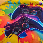 Aimuan Gaming Bedding Sets Gamer Room Decor 3D Gamepad Video Games Twin Size Comforter Sets for Boys Games Console Action Buttons Novelty Colorful Modern Home Quilt Set (Twin, Yellow)