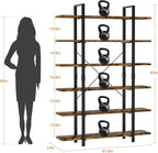 6 Tier Bookshelf, 83 inch Tall Bookcase Industrial Wooden Bookshelves Large Wall Etagere Rustic Vintage Book Shelf with Metal Frame Open Storage Rack for Living Room Home Office
