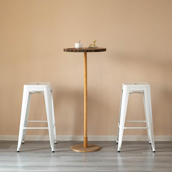 4-pcs 30-inch Backless Metal Bar Stool Stackable Heavy-Duty Counter-Height Chair for Home Bars Patios Kitchen Islands Cafes Restaurants Bistros and Dining Areas for Indoor & Outdoor, White
