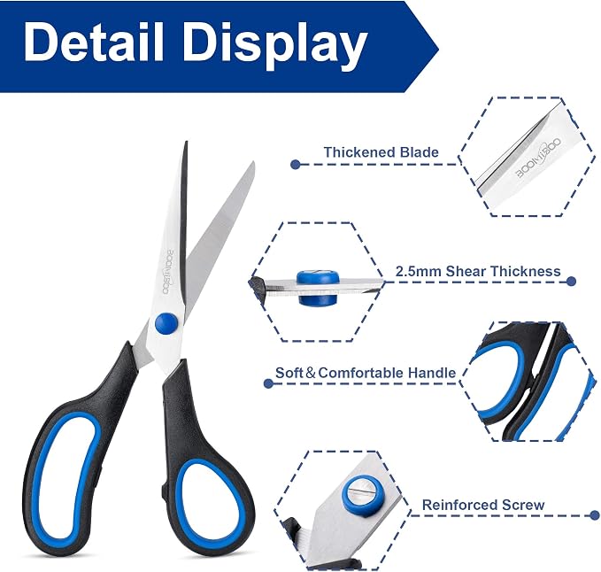 24PCS 8" Scissors,Sharp Stainless Steel All Purpose in Office School Crafts | Right/Left Handed, Comfort Grip Scissors for Office Desk Accessories Sewing Fabric Home Craft School Teacher/Class Supplies