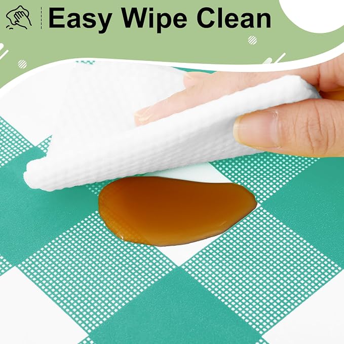 4 Packs Buffalo Disposable Table Cloth, 54 x 108 Inch Waterproof Plastic Tablecloth, Rectangle Teal and White Checkered Table Covers for Picnic, Birthday, Party, Back to School
