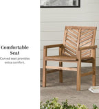 Walker Edison AZWC2VINWW Avalon Chevron Solid Acacia Wood Outdoor Chair, White Wash