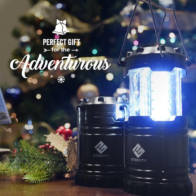 Etekcity LED Camping Lanterns, Battery Included, 4 Pack | Power Outages, Hurricane Preparedness, Camping Essentials, Emergency Kit, Water Resistant, Collapsible Design