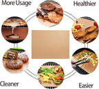Grill Mats for Outdoor Grill, Set of 9 Copper Grill Mat For Gas Grill, 100% Non-Stick Copper Sheets for Grilling, 15.75 X 13 Inch