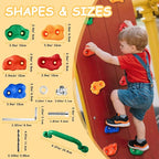 OSPNIEEK 20 PCS Rock Climbing Holds for Kids, Adult Rock Wall Climbing Kit | with Handles and Mounting Hardware, Multi-Colored Climbing Wall Grips for Indoor and Outdoor Playground Accessories Play Set