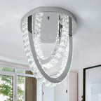 Modern Crystal Ceiling Light Chandelier, Flush Mount Lighting Fixture Pendant Ceiling Lamp Light for Living Room Bedroom Dining Room Hallway