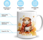 Hyturtle Personalized Fall Guinea Pig Coffee Mug, Fall Autumn Décor | Birthday Gifts For Guinea Pig Lovers, Gift Ideas For Farmhouse Thanksgiving - Custom Name 11oz White Ceramic Coffee Tea Mug