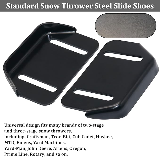 KOOTANS 1pair 784-5580 Snow Thrower Slide Plate Shoes Heavy Duty Metal Snow Blower Slide Skids Replace for MTD 784-5580-0637 Cub Cadet Yardman Troy Bilt Craftsman, for Stens 780-420 (Black)