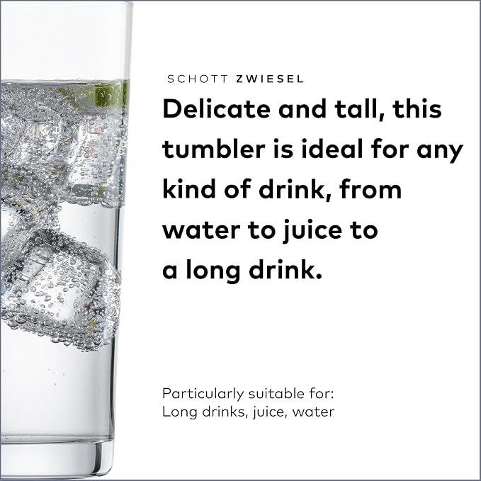 SCHOTT ZWIESEL Basic Bar Tumblers 13 Ounce (Set of 6), Medium-Sized Longdrink Glasses, Dishwasher-Safe Tritan Crystal Glasses, Made in Germany