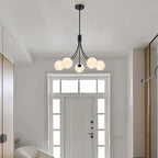 Bubble Chandelier, Modern Sputnik Dining Room 5-Light Chandelier with Black Finish and Glass Globes for Kitchen Bedroom Foyer and Living Room