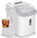EUHOMY Countertop Ice Maker Machine with Handle, 26.5lbs Per Day, 9 Cubes in 6 Mins, Auto-Cleaning Portable Ice Maker with Basket and Scoop, for Home/Kitchen/Camping/RV (White)
