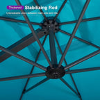 PURPLE LEAF 12 FT Square Patio Umbrella Large Outdoor Aluminum Offset Umbrella with 360-degree Rotation Cantilever Umbrella for Garden Deck Backyard Pool, Turquiose Blue