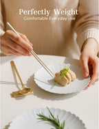 ONGI Korean Spoon and Chopsticks Set, Flat Korean Chopsticks, Premium 18/10 Stainless Steel, Turtle Symbol Design, Made in Korea, Dishwasher Safe, Meaningful Korean Gift (TT Gold 2 Set)