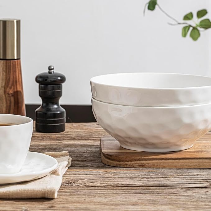 Soup Bowls, 7 Inch Oatmeal Bowls, Kitchen Bowl Set, Microwave and Dishwasher Safe, Scratch Resistant, Set of 2