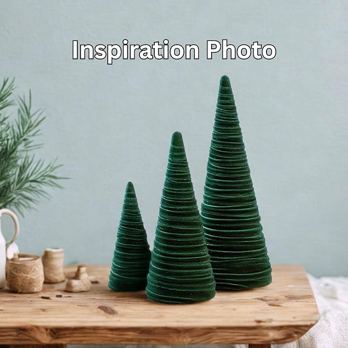 Your Heart's Content Emerald Velvet Trees Set of 3, Elegant Winter Mantel Decor, Valentine Tabletop, Classic Winter Wedding Centerpiece, Cozy Farmhouse (Emerald)