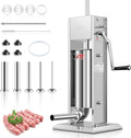 11LBS/5L Manual Sausage Stuffer, Professional Stainless Steel Sausages Maker & Filler Kit with 2 Speed, 5 Stuffing Tubes, Vertical Meat Stuffers for Home Kitchen, Commercial Use