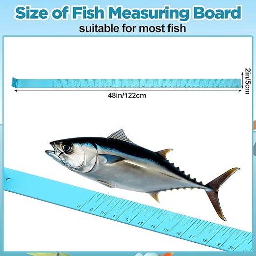 Zonon 2/15" x 2" x 48" Fish Measuring Board Anodized Aluminum Fish Ruler Blue Corrosion Resistant Boat Measuring Tool for Fishing Competition Fresh and Salt Water
