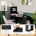 Computer Desk with Shelves, Black
