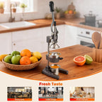 Manual Cast Iron Juicer, Gray Lemon Citrus Squeezer | Detachable Cone, Free Stainless Steel Cup, Extracts Juice from Lemons, Oranges and Grapefruits, Easy to Clean