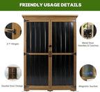 Outdoor Storage Cabinet Wood & Metal with Waterproof Roof, Garden Tool Shed with 4 adjustable reinforced feet with metal brackets, 3 Removable Shelves, 6 T-Hinge, Magnetic door,18.1"D x 49"W x 68.5"H