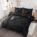 Gamer Comforter Set Twin Size for Boys Kids 3D Gaming Microfiber Quilts Black Video Game Bedding Sets Room Decor Gaming Bedding Set All Season for Game Lovers(Color 1,Twin)