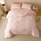 Pink Flower Comforter Twin Pink Sunflower Print Bed Twin Comforter Set 3 Pieces Dark Pink Floral Comforter Set for Boys Girls Teens Bedroom Decor All Season Hotel Quality Comforter Set