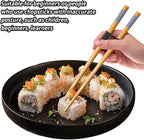 LYART 7 Pairs Reusable Training Chopsticks Beginners for Kids Adults Learners, Japanese Wooden Chopsticks Trainers Helpers Set, Dishwasher Safe, L8.86Inch (5.Simplicity print)