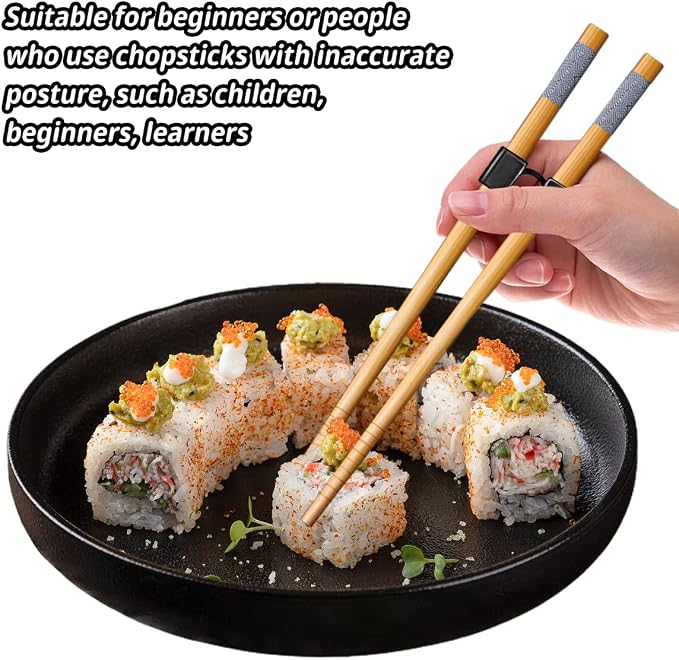 LYART 7 Pairs Reusable Training Chopsticks Beginners for Kids Adults Learners, Japanese Wooden Chopsticks Trainers Helpers Set, Dishwasher Safe, L8.86Inch (5.Simplicity print)