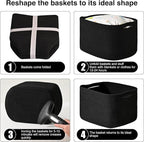 Black Storage Baskets for Shelves, Small Storage Baskets for Organizing, Woven Cotton Rope Baskets for Storage, Book Basket, Decorative Shelf Basket, 12.5"Lx9.1''Wx7.9''H (4 Packs) Black