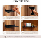 Floating Shelves for Wood Wall Panels,Metal Shelf for Storage Display,2pk | 8x4 Inch and 12x4.8 Inch,Black,Shelf Accessories,Wall Shelves Holder
