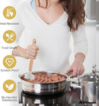 Meat Masher Stainless Steel Meat Chopper, 6-Blade Ground Beef Chopper Tool with 11" Wooden Handle for Hamburger,Turkey & Potato Masher (L, Wood Handle-1pc)