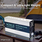 WZRELB 3000W Pure Sine Wave Inverter 24V DC to 110V 120V AC Power Converter with LED Display, Hardwire Terminal,Off-Grid Portable Power Inverter with Dual AC Outlets for Home, RV, Truck, Camping