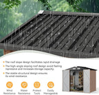 Aoxun 6x3.9 FT Shed Metal Outdoor Storage Shed Garden Shed with Lockable Doors Tool Shed Bike Shed for Backyard, Patio, Poolside (Brown)