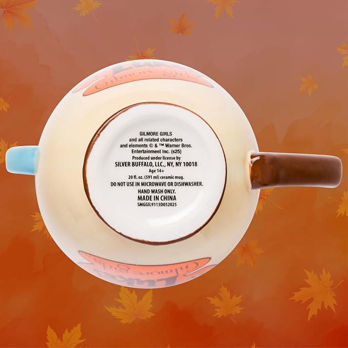 Silver Buffalo Gilmore Girls Stars Hollow Locations, 3D Sculpted Mug, 20oz | Destination, Luke's Diner, Doose's Market and Dragonfly Inn, Ceramic Stacked Teacup, 0.59 Liters