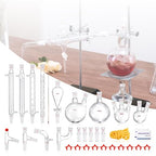 VEVOR Lab Distillation Kit, 3.3 Boro Lab Glassware Distillation Kit with 24, 40 Joint, 1000ml Essential Oil Distillation Apparatus Kit, 32 pcs Set of Glassware Equipment
